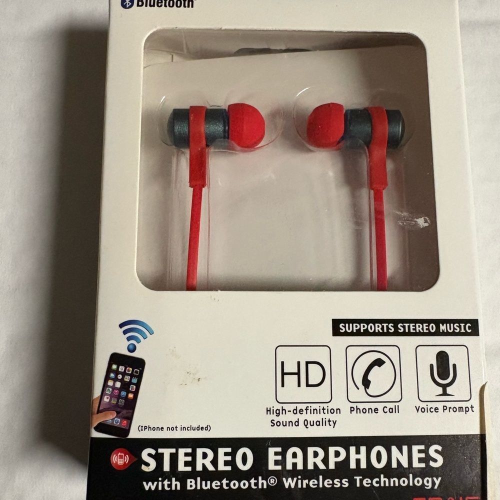 Bluetooth Red Earbud‎ Earphones